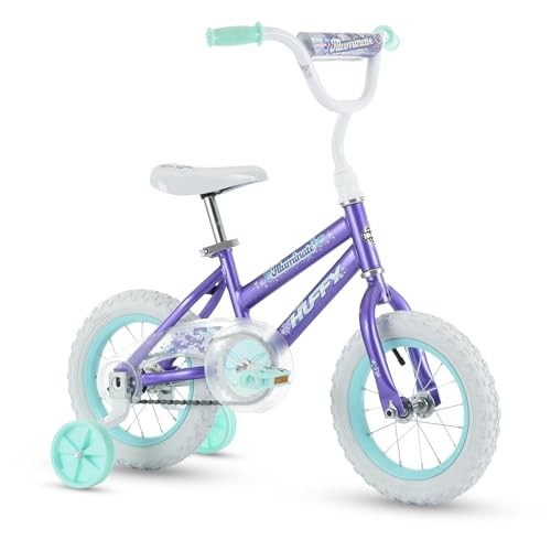 Huffy Illuminate 12” Girl’s Bike with Removable Training Wheels, Amethyst Purple Frame with Butterfly Graphics, Chain Guard, White Tires and Teal Rims | Amazon (US)