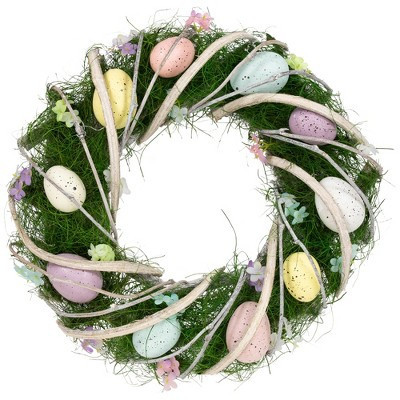 Northlight Speckled Eggs and Spring Flowers Small Artificial Easter Wreath - 15" | Target
