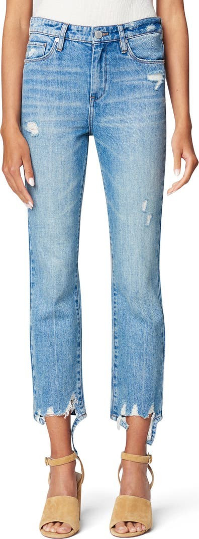 Madison Ripped Destroyed Hem Crop Nonstretch Jeans | Nordstrom | Nordstrom