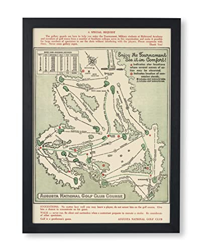 Historic Map - Augusta National Golf Club Course, 1954, Augusta National Golf Club - Vintage Wall Art (18x24 Framed) | Amazon (US)