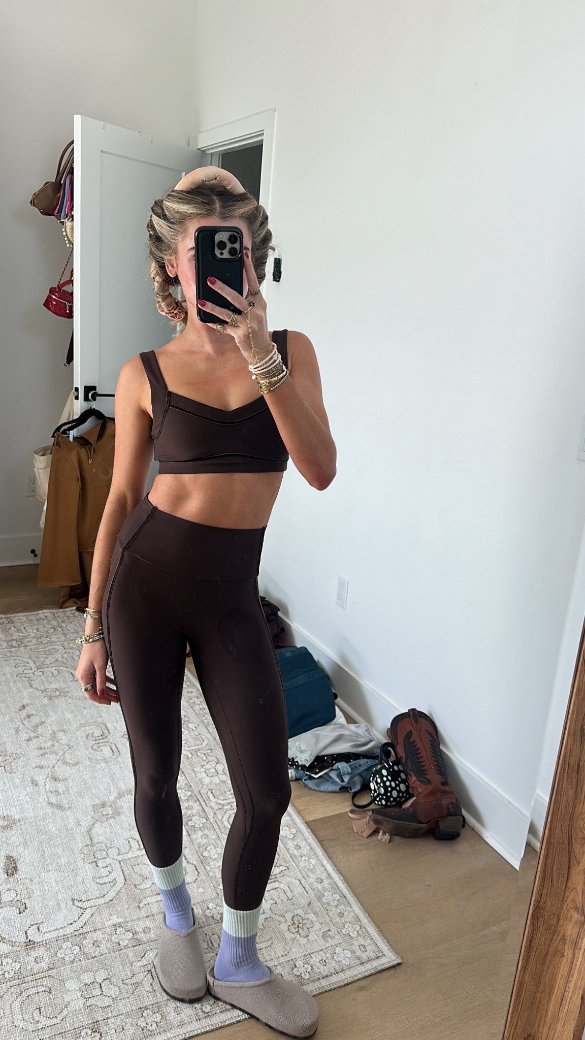 Active by Abercrombie YPB sculptLUX Sweetheart Sports Bra size XS in brown velvet stripe. Active by Abercrombie YPB sculptLUX 7/8-Length Legging size XS in brown velvet stripe   

My workout and workout gear for my daily workout. I take pilates classes from @lexfish on Instagram she has a whole online platform and membership! Most of my pilates gear and tools are from Bala. Bala use code SLOANE15. 
#workoutgear #workoutwear #pilates #ootd #outfit #athleticwear #athleticoutfit #bikershorts #sportsbra #pilatesoutfit #athleisure #bala #pilatesworkout #pilateslovers #pilatestiktok #balabangles

#LTKfitnessgoals #LTKootd #LTKActive