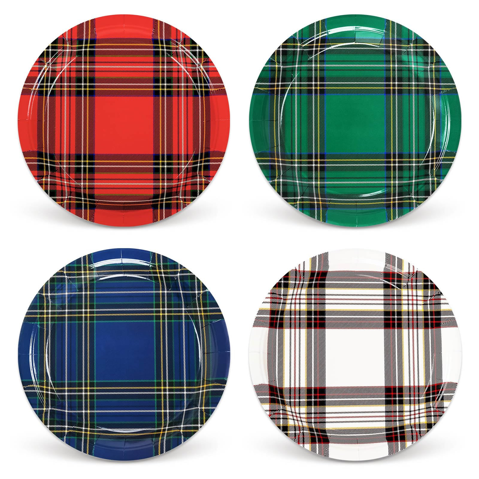 AnyDesign Christmas Paper Plates Plaid Disposable Plates Red Green White Blue Checked Xmas Dinner... | Amazon (US)