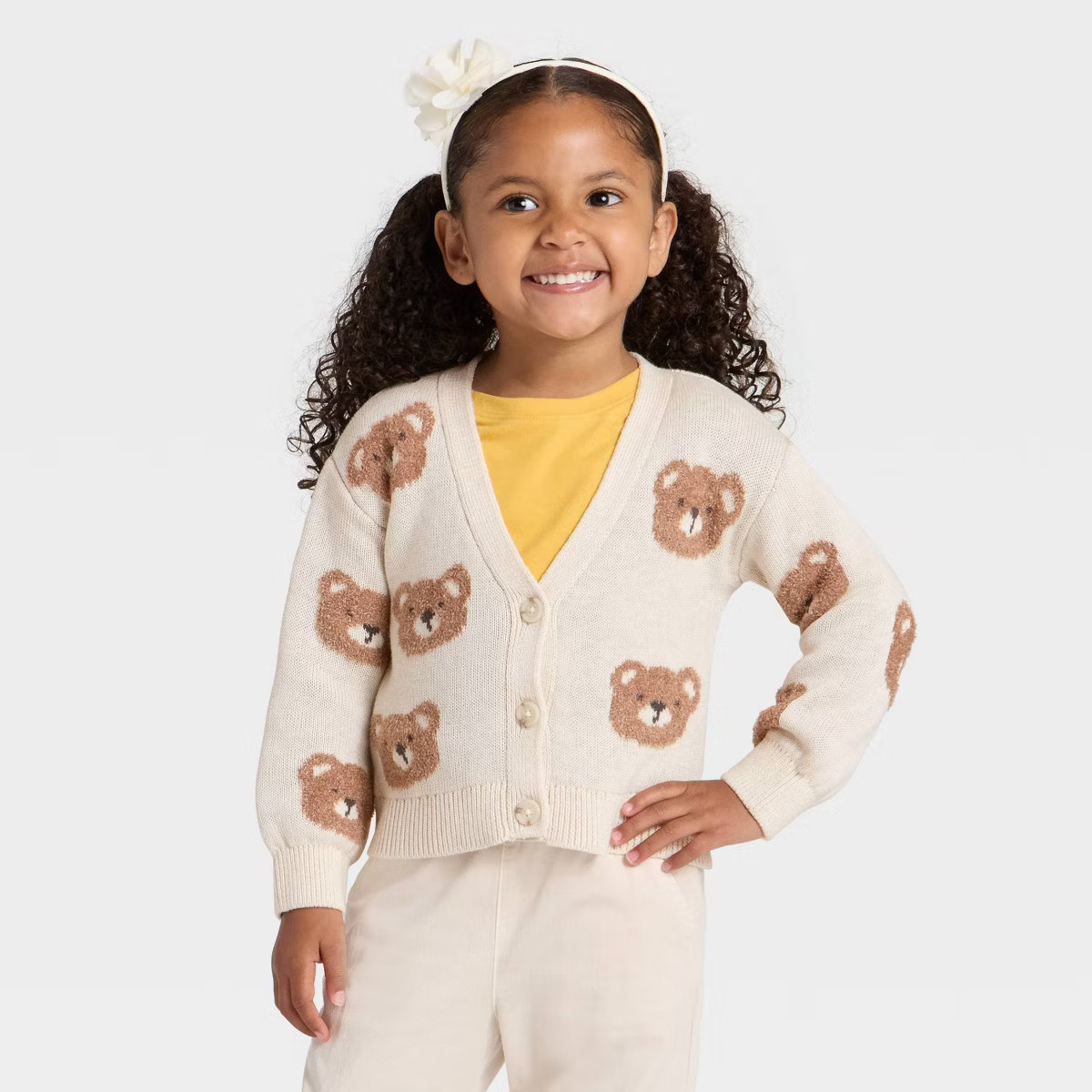 Toddler Girls' Bears Cardigan - Cat & Jack™ Oatmeal | Target