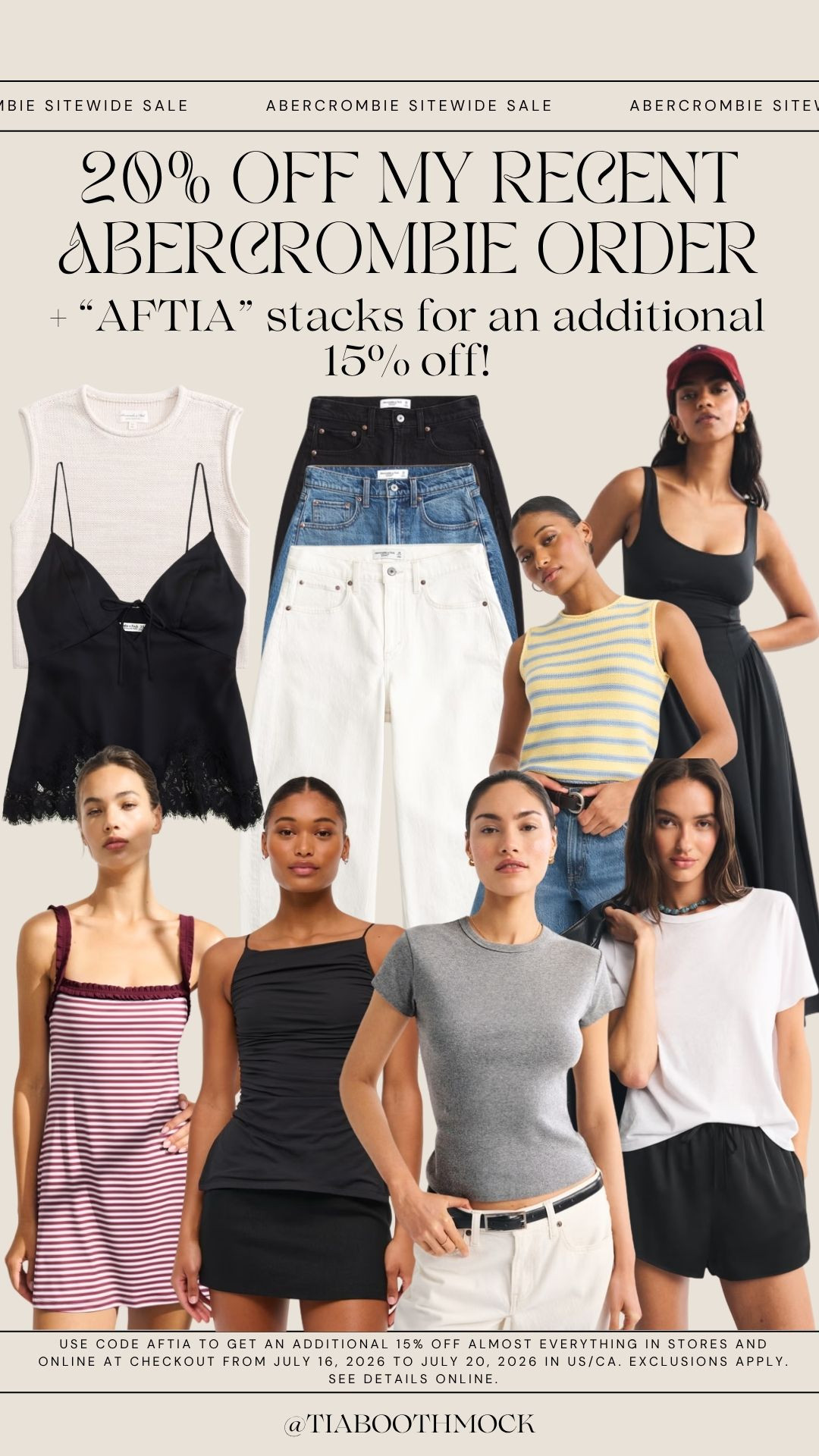 Everything in my recent Abercrombie order is finally on sale. 🤍 The basics, denim, dresses, and everyday staples are all so good right now. Use code AFTIA for an extra 15% off on top of the sitewide sale! ✨

#LTKootd #LTKSaleAlert