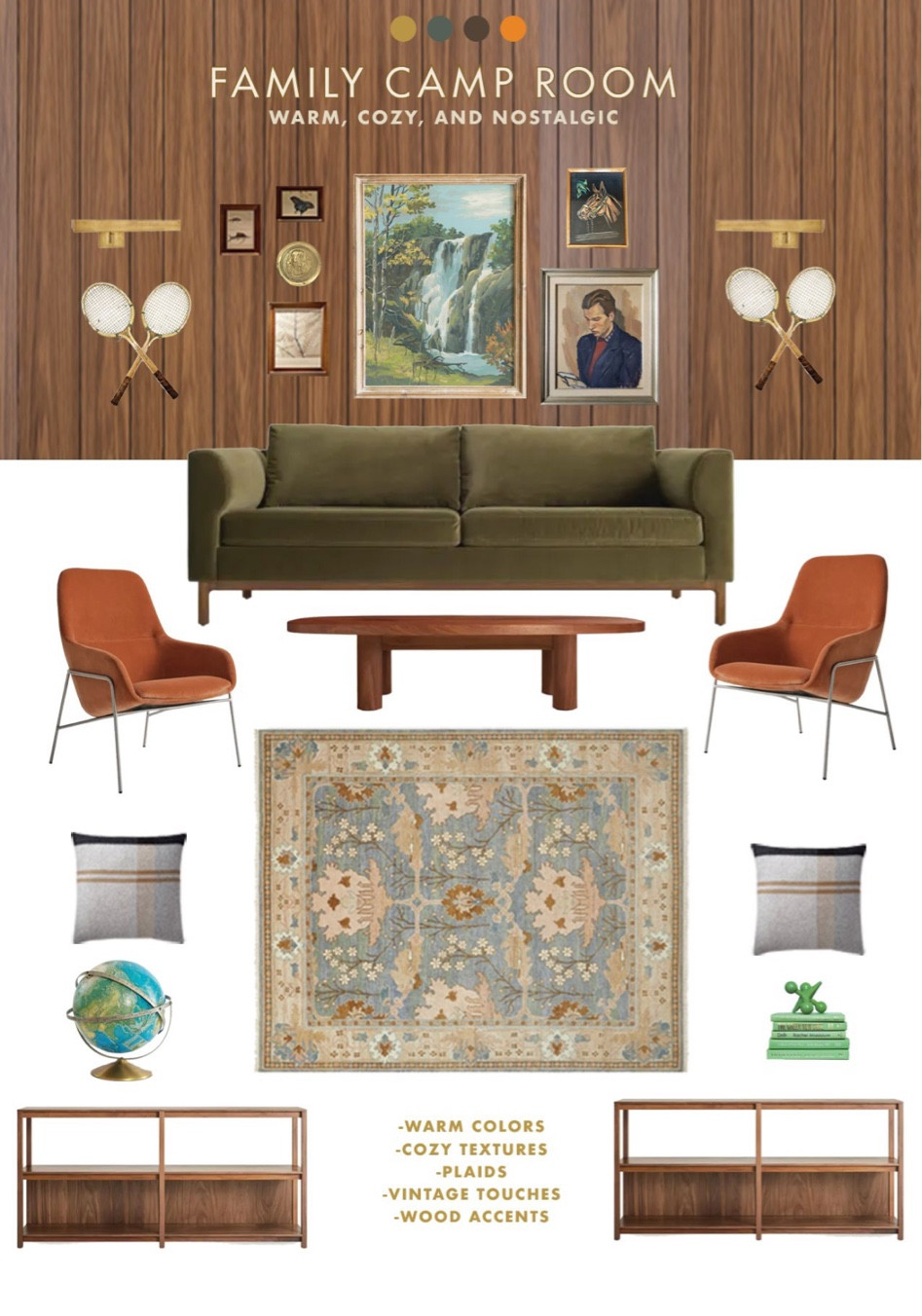 A cozy, nostalgia inspired family room, perfect for lounging and playing games. 

#LTKhome #LTKmens #LTKfamily