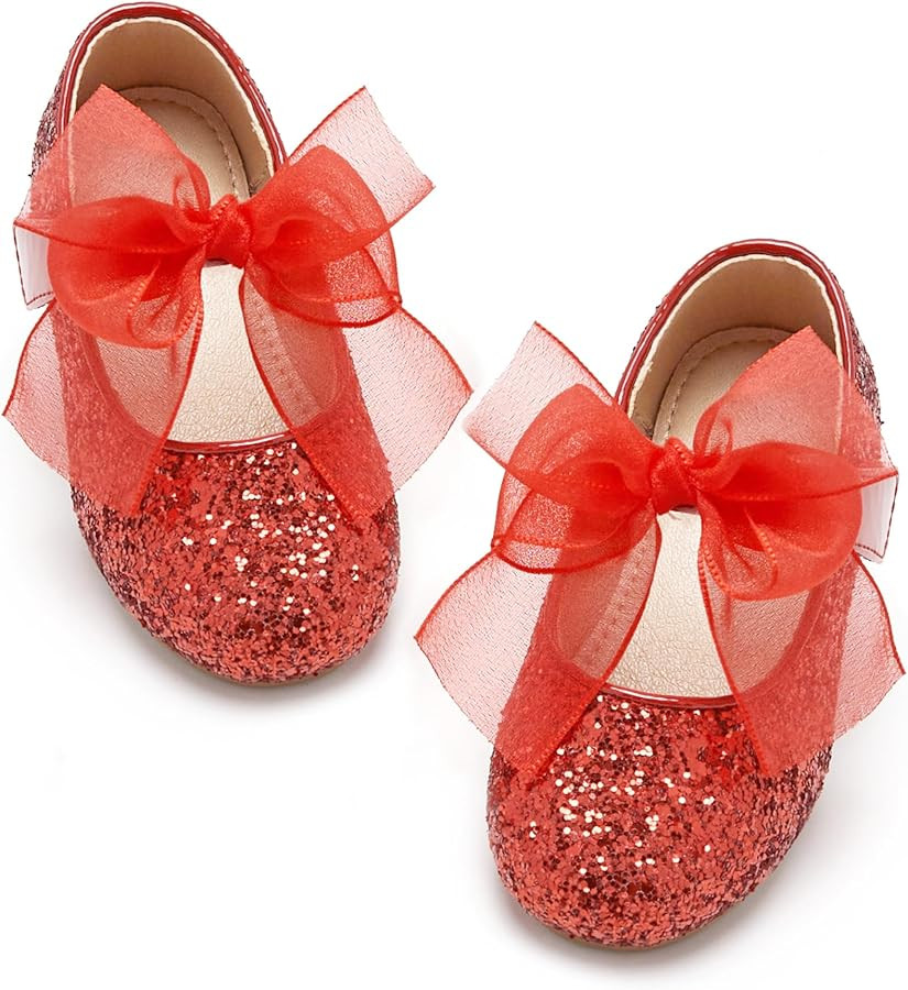 Kiderence Little Toddler Girls Dress Shoes Ballerina Ballet Flats Kids Mary Janes | Amazon (US)