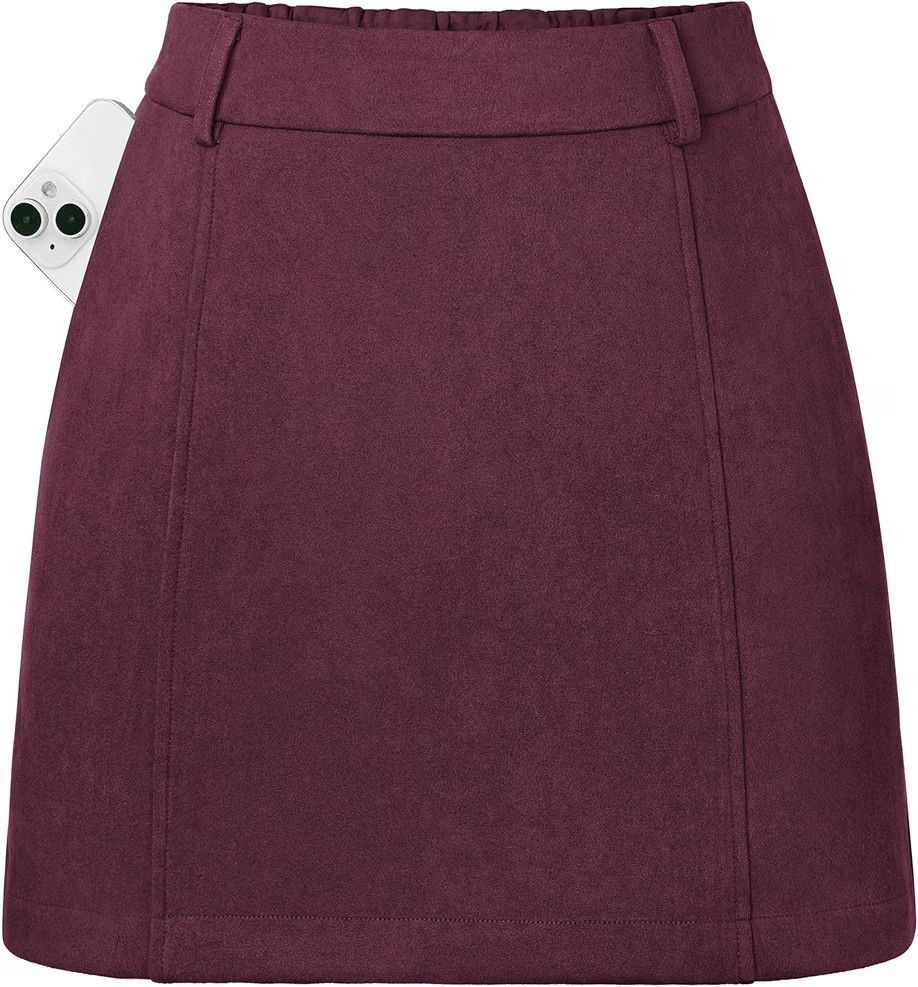 Kate Kasin Women Suede Mini Skirt with Shorts Fall Winter High Waist Skort | Amazon (US)