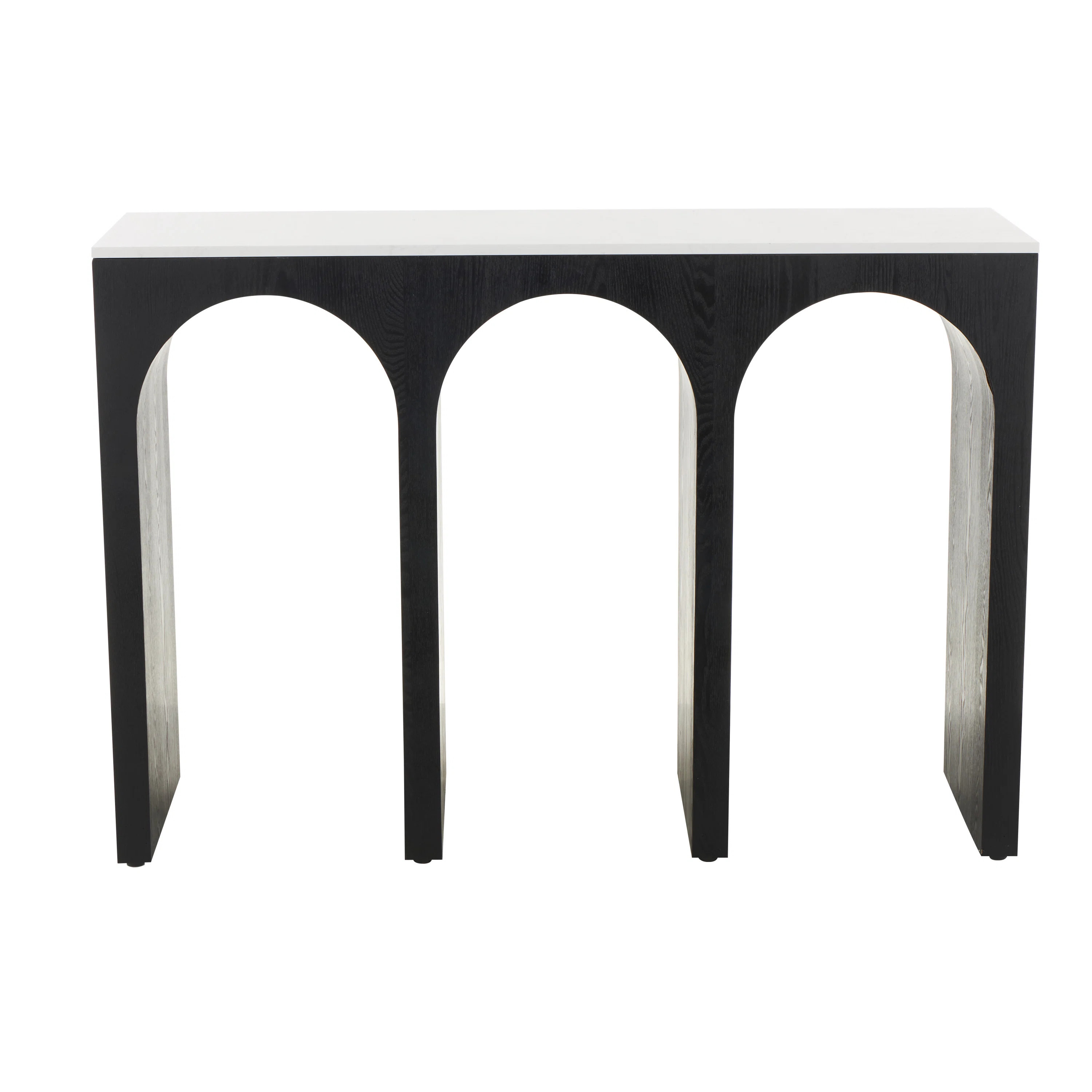 Cole And Grey Wood Art Deco Arched Cutout Console Table With White Marble Tabletop | Wayfair North America