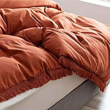Smoofy 3Pcs Fringe Terracotta Tassel Comforter Set Queen Boho Bohemian Cute Soft Tufted Microfibe... | Amazon (US)