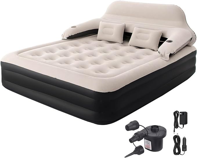 DIMAR GARDEN Queen Size Air Mattress with Backrest and Pump,Blow Up Mattress Inflatable Bed with ... | Amazon (US)