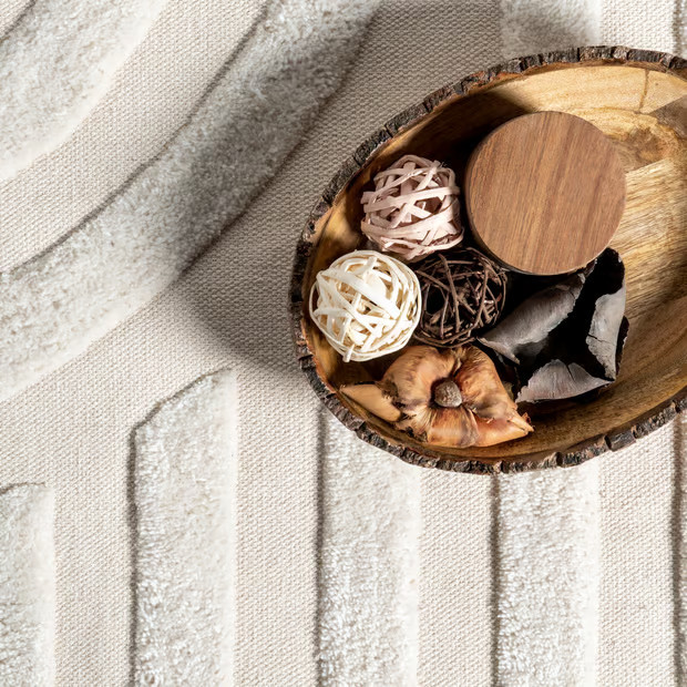 Ivory Idalia Textured Curves Area Rug | Rugs USA