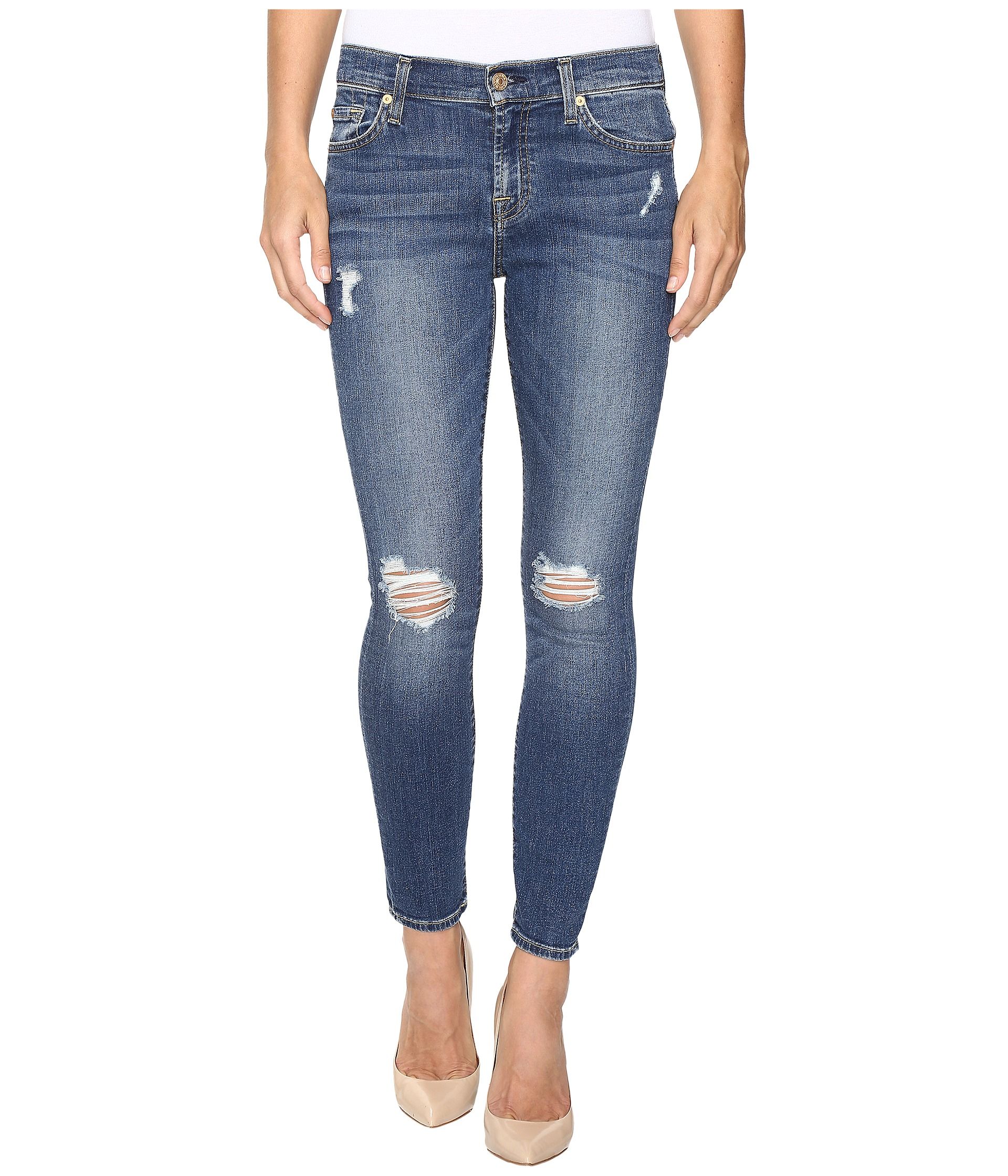 7 For All Mankind The Ankle Skinny w/ Contour Waist Band in Medium Melrose | Zappos