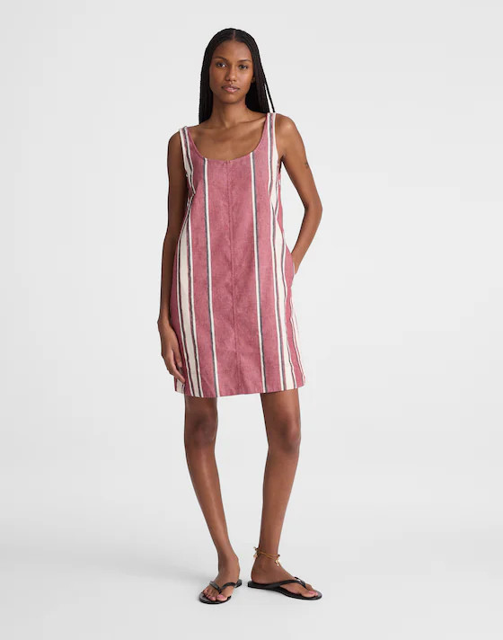 Scoopneck Mini Shift Dress in 100% Linen | Madewell
