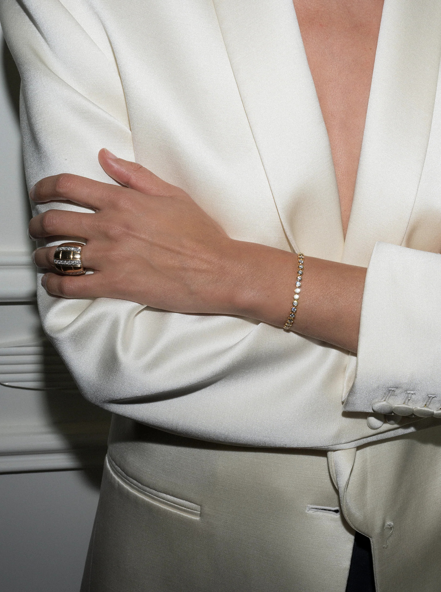 JAMES BEZEL RIVIÈRE BRACELET IN LAB WHITE SAPPHIRE | Dorsey