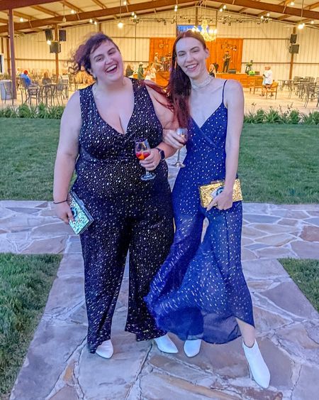 The star print jumpsuits are from 2021 so unfortunately they are long gone. Mine is from ModCloth and I was able to find 2 of them on Poshmark that I’ve linked here. Summer’s is from a boutique in Louisiana and she doesn’t remember the name 

#LTKPlusSize