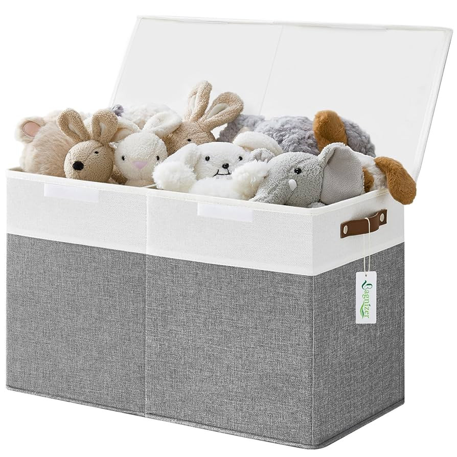 Large Toy Storage Box with Lids, Collapsible Sturdy Baby Storage Organizer Chest Bin Basket for K... | Amazon (US)