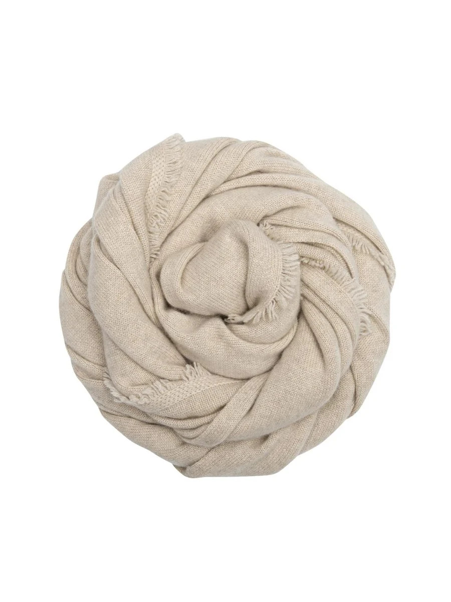 Brochu Walker Women's Cashmere Fringe Sweater Wrap, Bisque Mélange | Brochu Walker