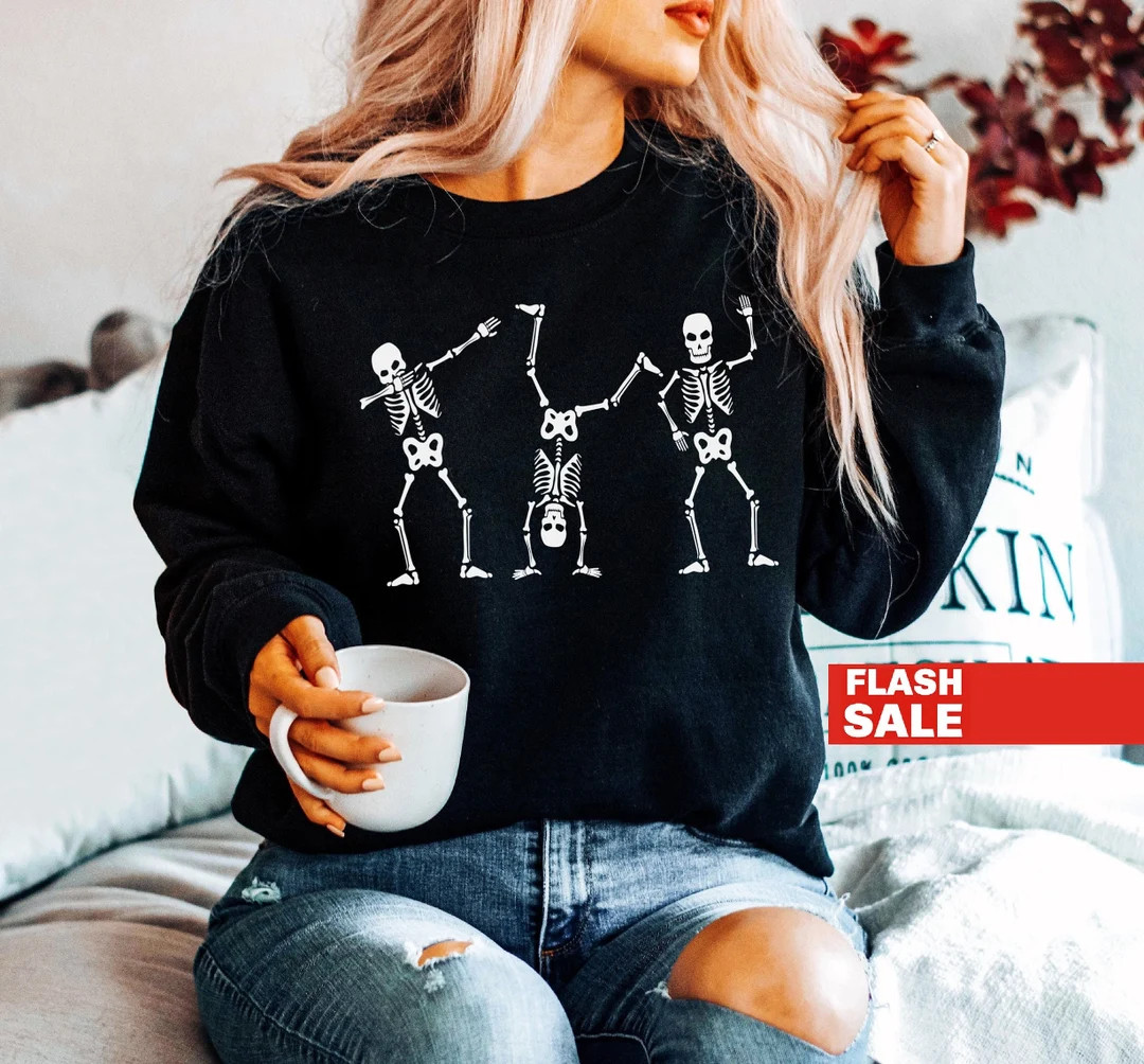 Dancing Skeleton Sweatshirt Funny Halloween Sweatshirt for - Etsy | Etsy (US)