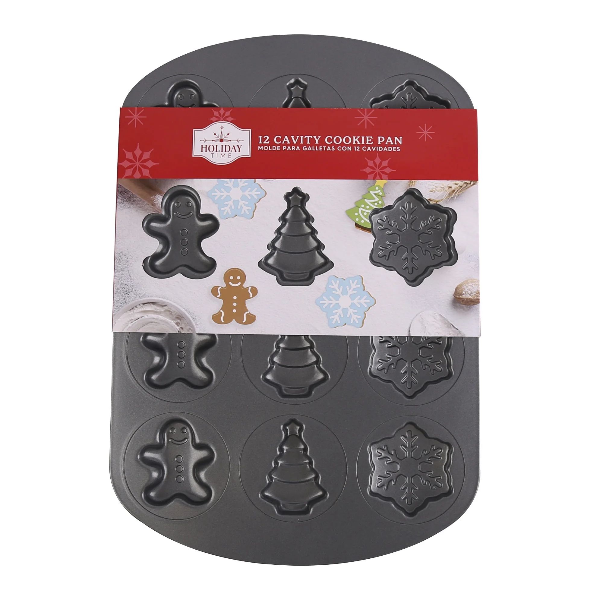 Holiday Time Christmas Non-Stick 12 Cavity Cookie Pan, 11.2 X 16.54 inches, Carbon Steel | Walmart (US)