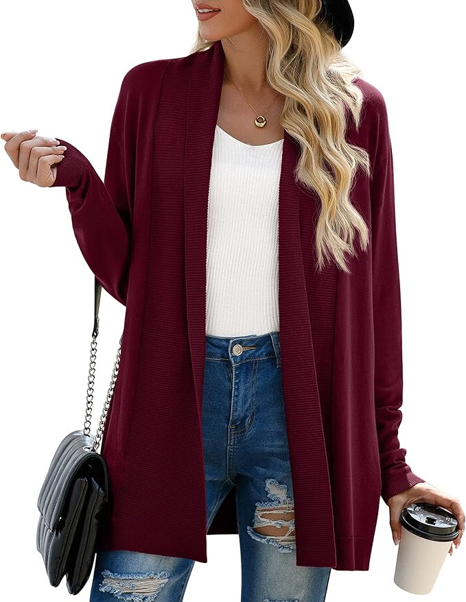 GRECERELLE Women’s Open Front Draped Lapel Cardigan Long Sleeve Loose Slouchy Lightweight Knit ... | Amazon (US)