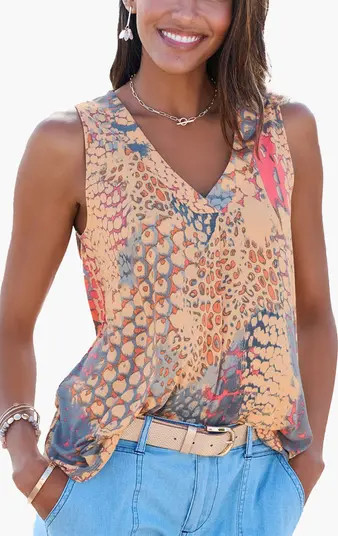 LASCANA Women's Printed V-Neck Tank Top | Nordstrom | Nordstrom