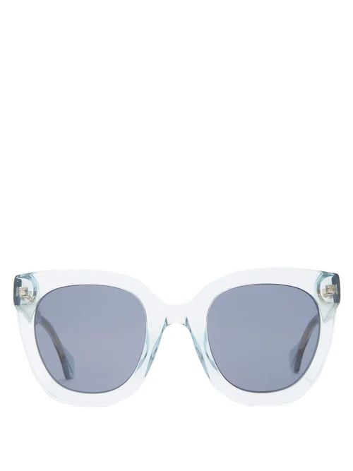 Gucci - Oversized Cat-eye Acetate Sunglasses - Womens - Blue | Matches (US)