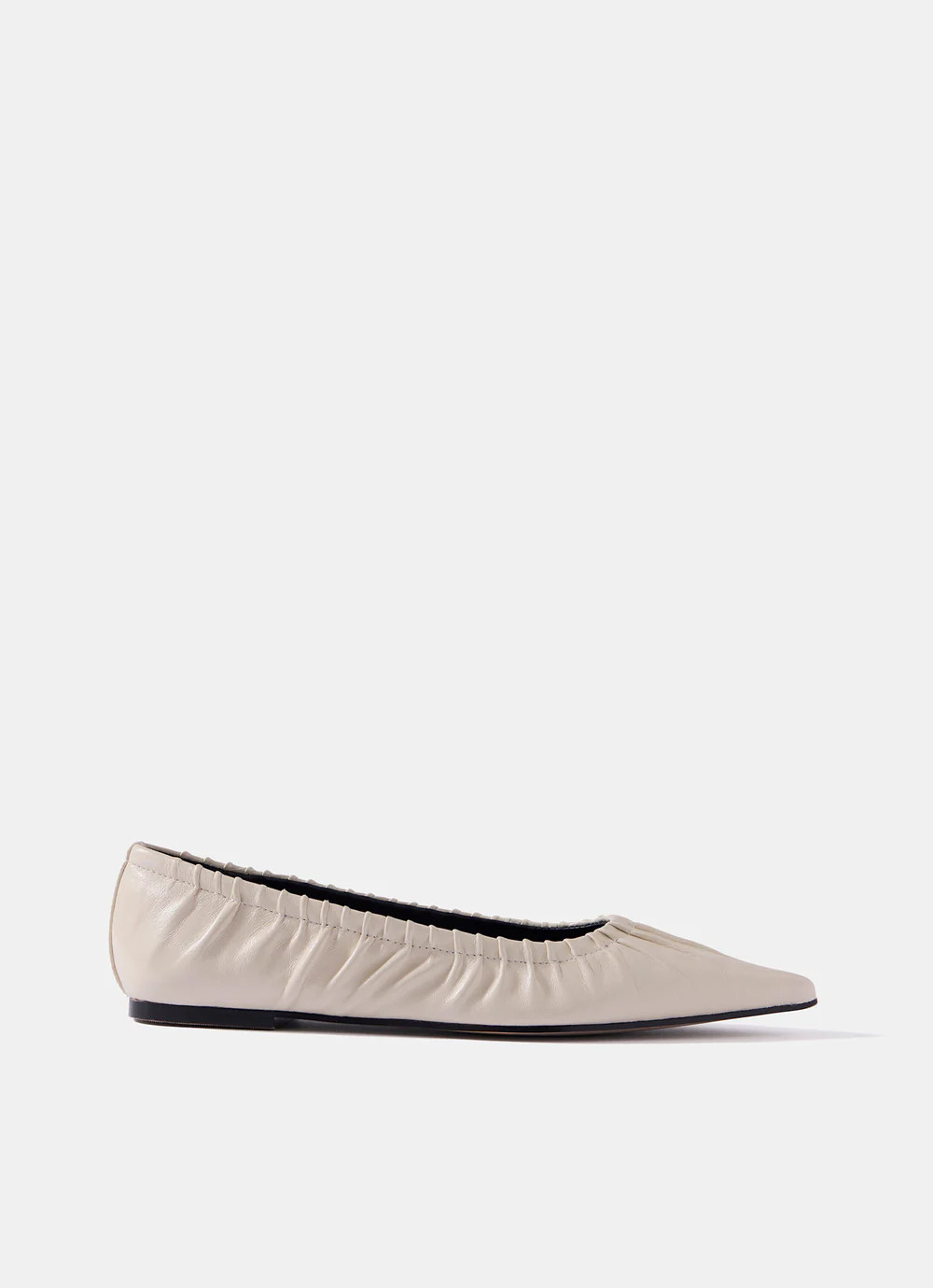 Arella Cream Leather Ballet Flat Shoes | Mint Velvet