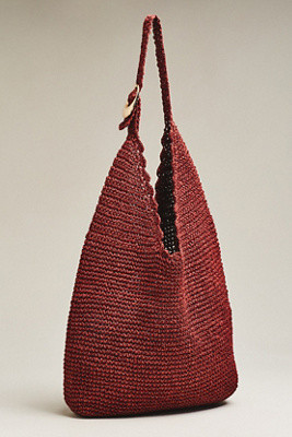Love Knot Raffia Scalloped Slouchy Bag | Anthropologie (US)