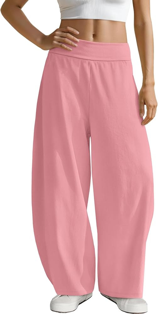 Yanekop Womens Baggy Barrel Pants Elastic Waisted Palazzo Harem Pants Oversized Wide Leg Trousers... | Amazon (US)