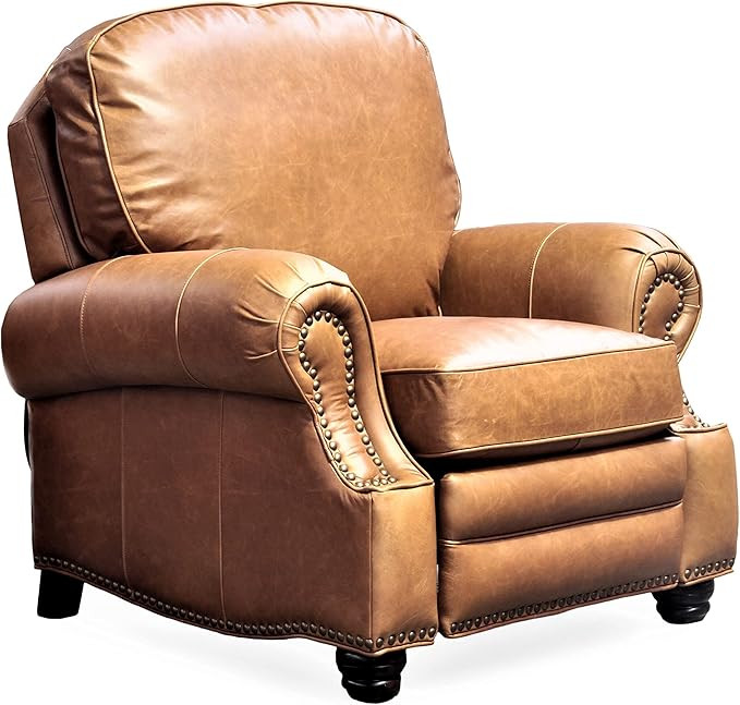 BarcaLounger Longhorn II Leather Recliner Chaps Saddle Top Grain Leather Chair with Espresso Wood... | Amazon (US)