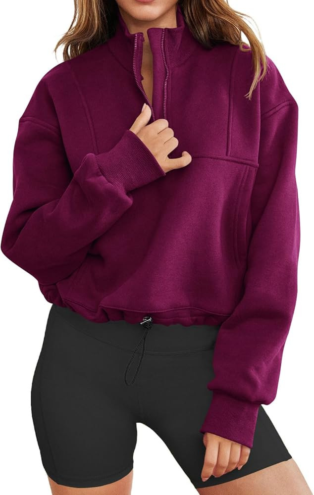 INFITTY Women's Half Zip Pullover Sweatshirts Quarter Zip Hoodies 2026 Long Sleeve Tops Fall Outf... | Amazon (US)