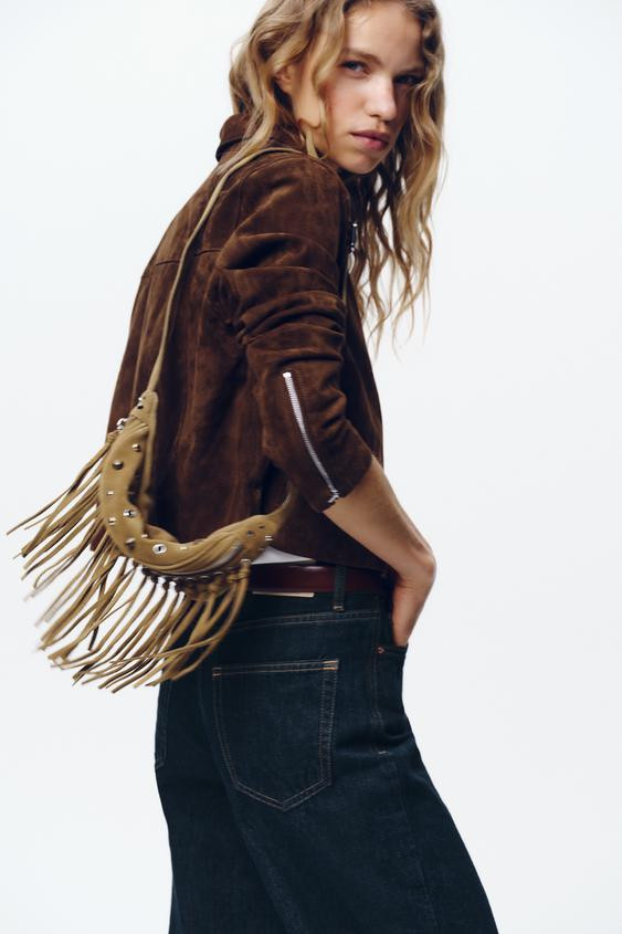FRINGED SUEDE BELT BAG | Zara US