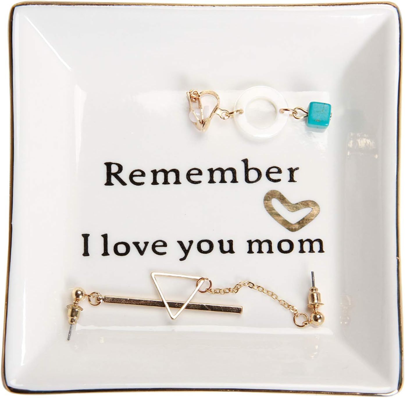HOME SMILE Ceramic Ring Dish Decorative Trinket Plate -Remember I Love You Mom-Gifts for Mom | Amazon (US)