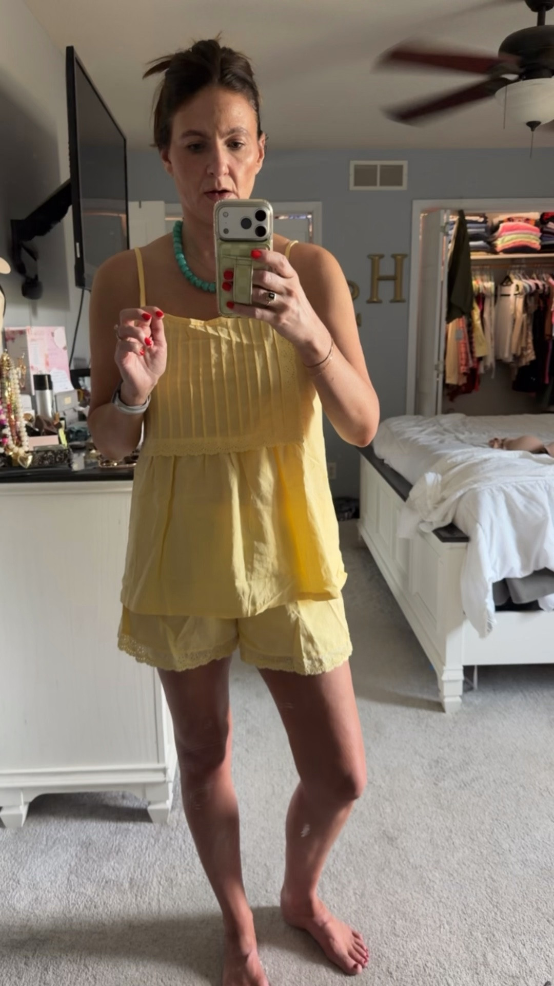 Love a good set summer and this lightweight butter yellow one understood the assignment!! ☀️ Linking my new favorite strapless bra too!

#LTKootd #LTKOver40 #LTKTall