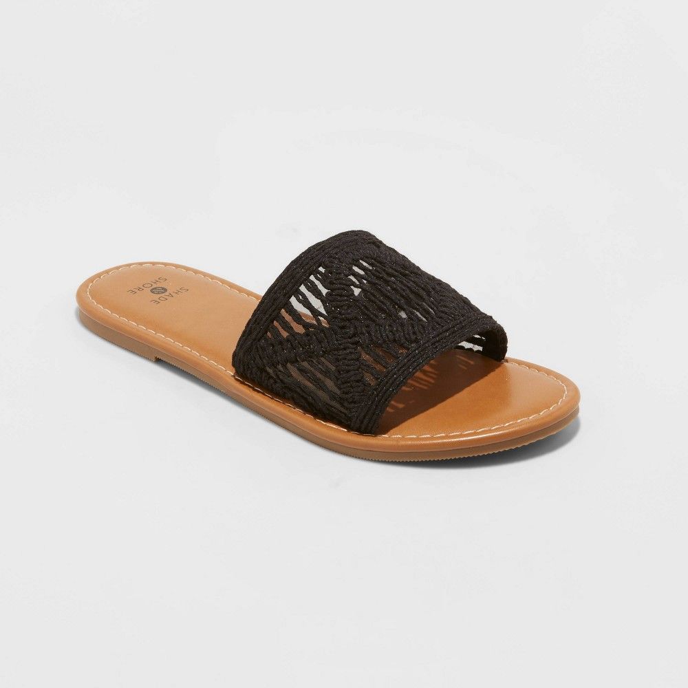 Women's Nicole Knit Slide Sandals - Shade & Shore Black 9 | Target