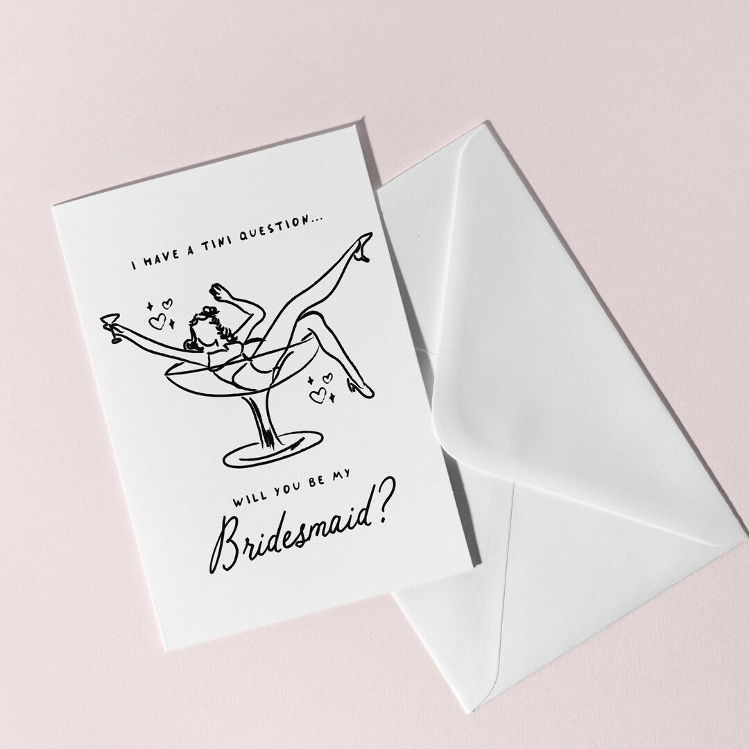 Martini Bridesmaid Proposal Card, Bow, Trendy, Will You Be My Bridesmaid, Wavy, Bridesmaid Gift, ... | Etsy (US)