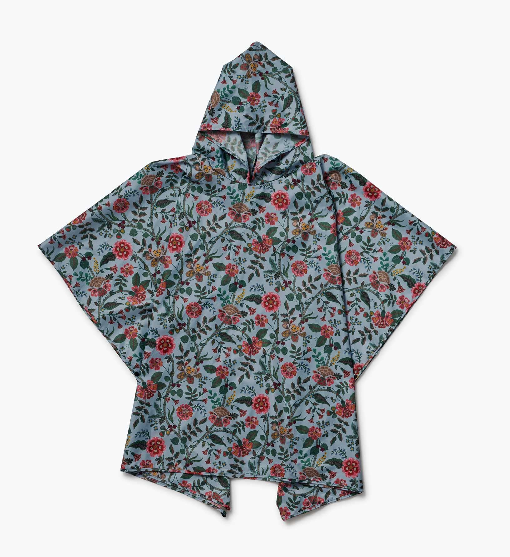 Packable Rain Poncho - Ditsy Hydrangea | Rifle Paper Co.