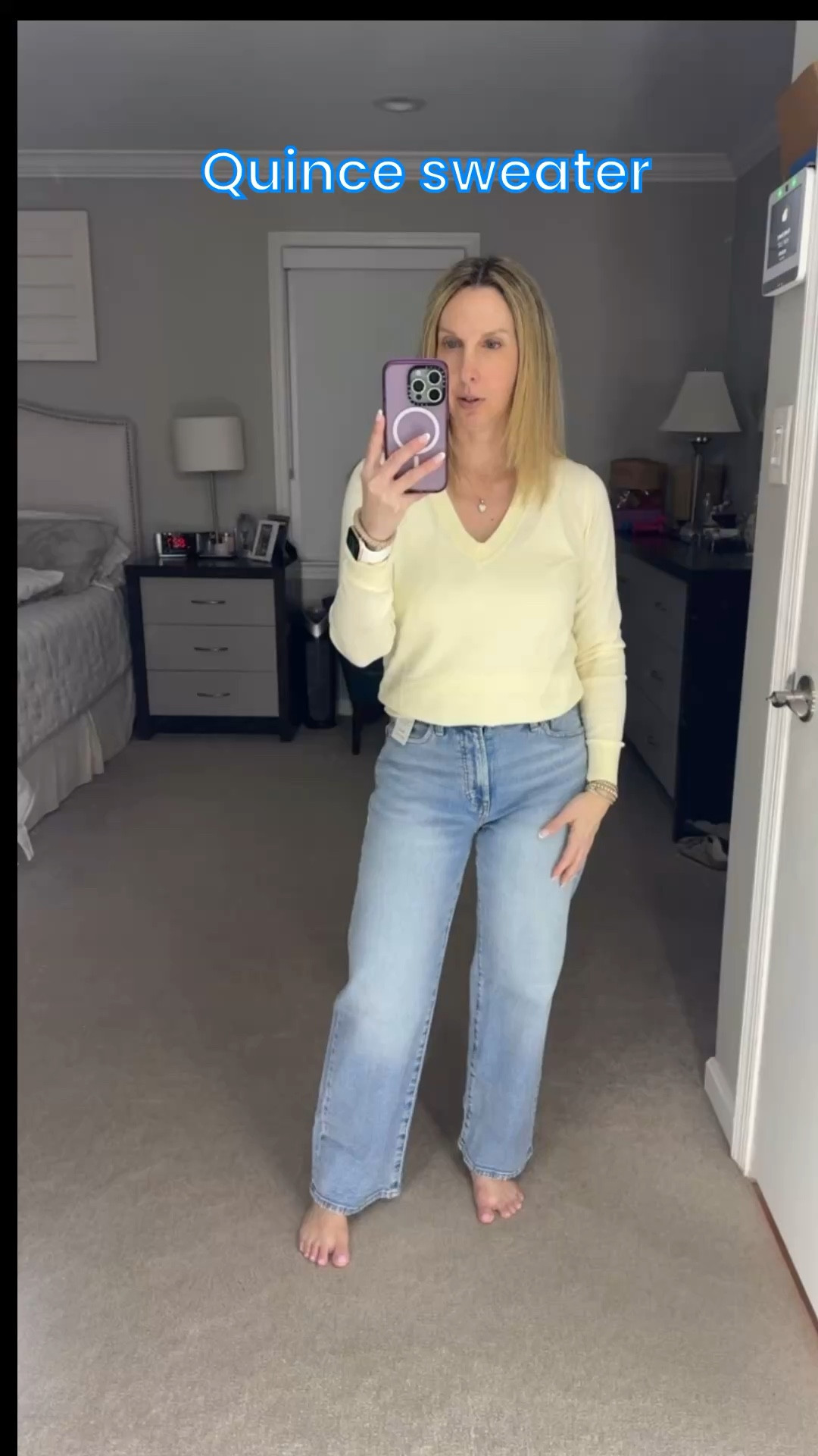 Love this butter yellow sweater from quince for spring 
Wearing XS 

#LTKootd #LTKOver40