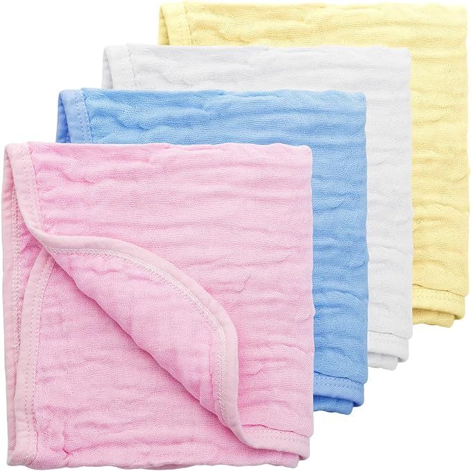 Mr. Pen- Muslin Burp Cloths, 4 Pack, Large, 20” x 11.5”, Colorful Burp Cloths Baby Girl, Burp... | Amazon (US)