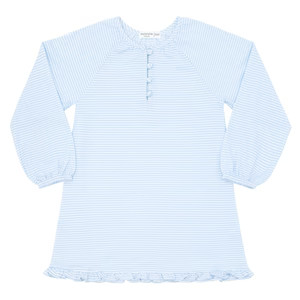girls powder blue stripe pima lounge dress | minnow