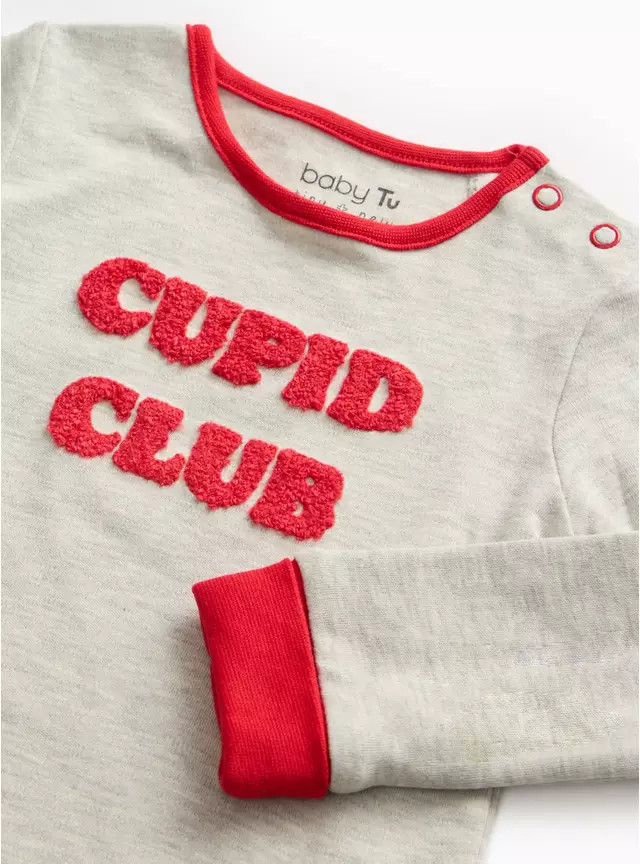 Cupid Club Print Grey Pyjama Set 3-6 months | Tu Clothing