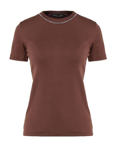 Fabiana Filippi Woman T-shirt Chocolate brown Size 4 Cotton, Elastane | YOOX (US)