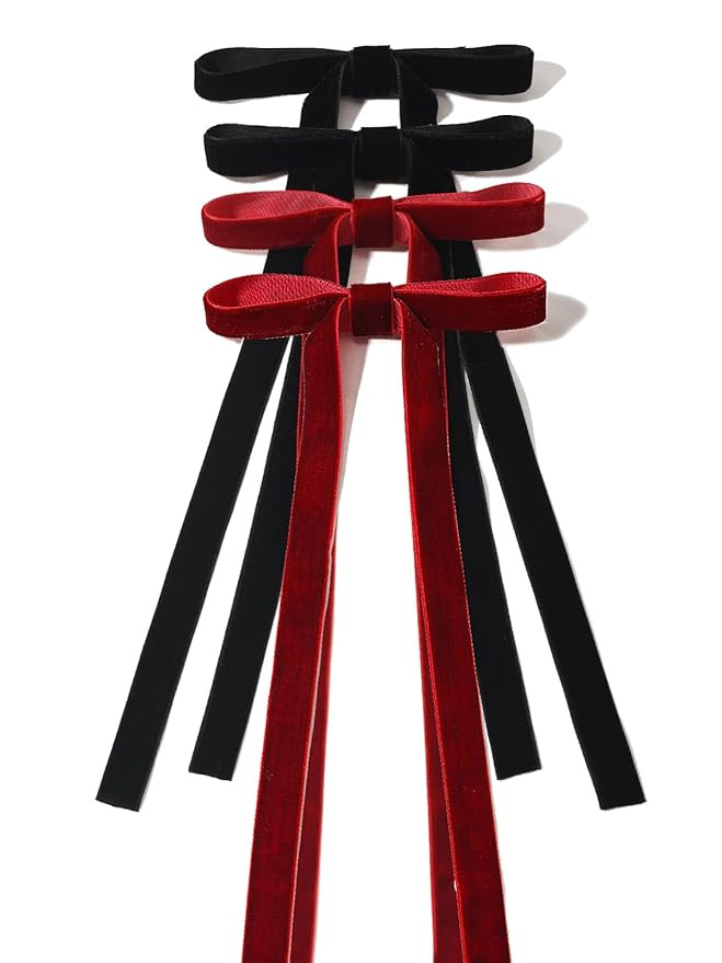 LFOUVRE Velvet Hair Bows, Hair Bows for Women, Velvet Hair Bow Clips for Girls, Ribbon Bow Hair C... | Amazon (US)