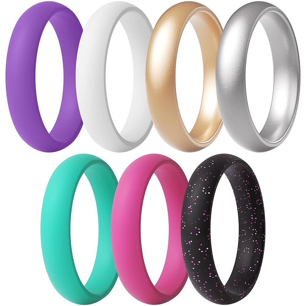 ThunderFit Women’s Silicone Engagement Rings, 5.5mm Wide, 2mm Thick, Wedding Rubber Bands, Vari... | Amazon (US)