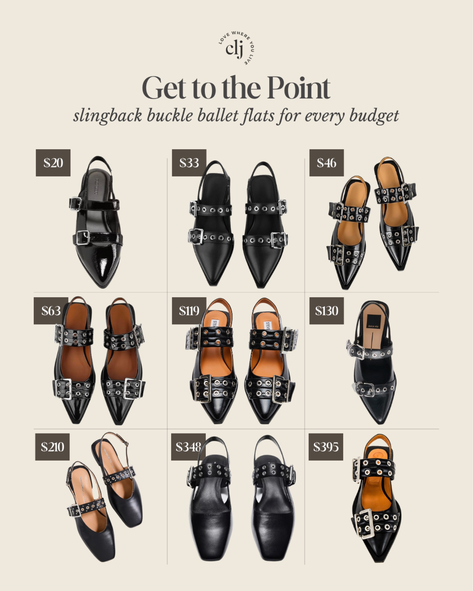 Slingback pointy toe buckle ballet flats for every budget!! 

#LTKFindsUnder50 #LTKShoeCrush #LTKStyleTip