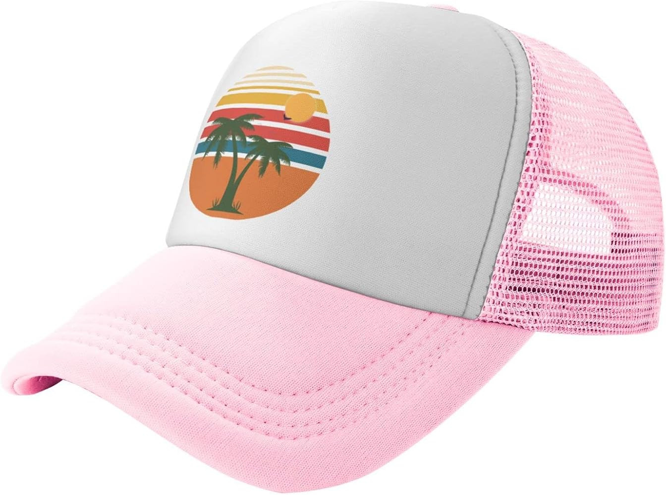Tropical Palm Tree Hat Mesh Cap for Men Women, Adjustable Trucker Hat Baseball Cap | Amazon (US)