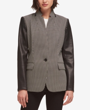 Dkny Faux-Leather-Sleeve Blazer, Created for Macy's | Macys (US)