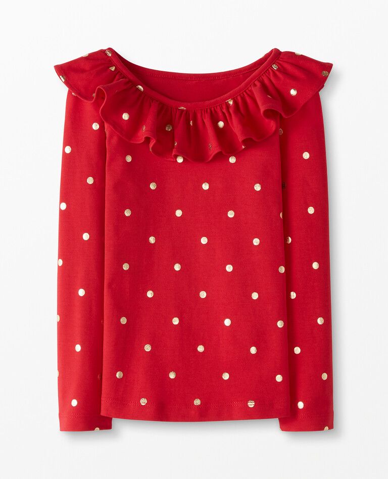 Ruffle Neck Print Top | Hanna Andersson
