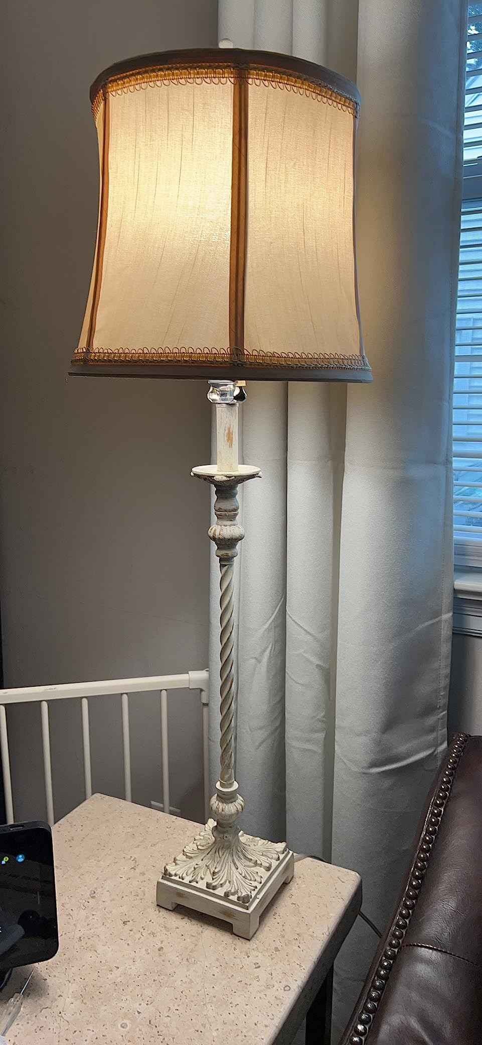 LuxSight European Country Vintage Style Candle Stick Buffet Table Lamp 33'' Tall Ivory White Line... | Amazon (US)