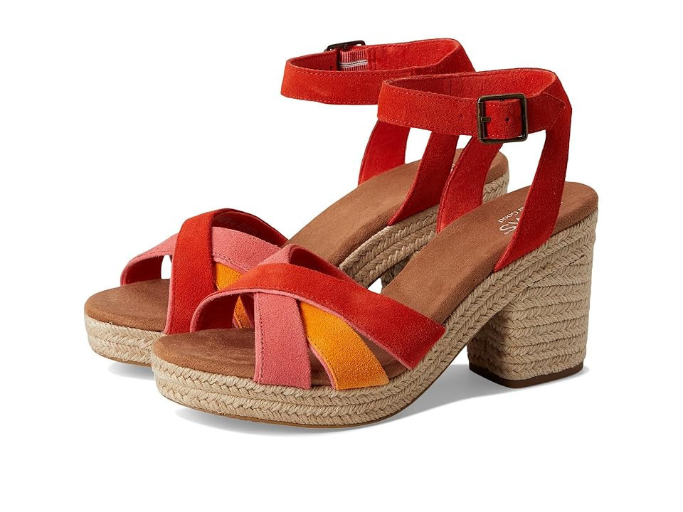 TOMS Majorca Strappy Women's Sandals Flame : 5 B - Medium, Suede | Zappos